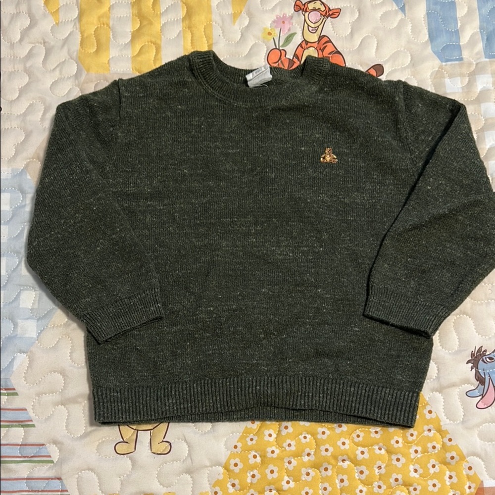 GAP Green Crew Neck Sweater with Ribbed Collar
